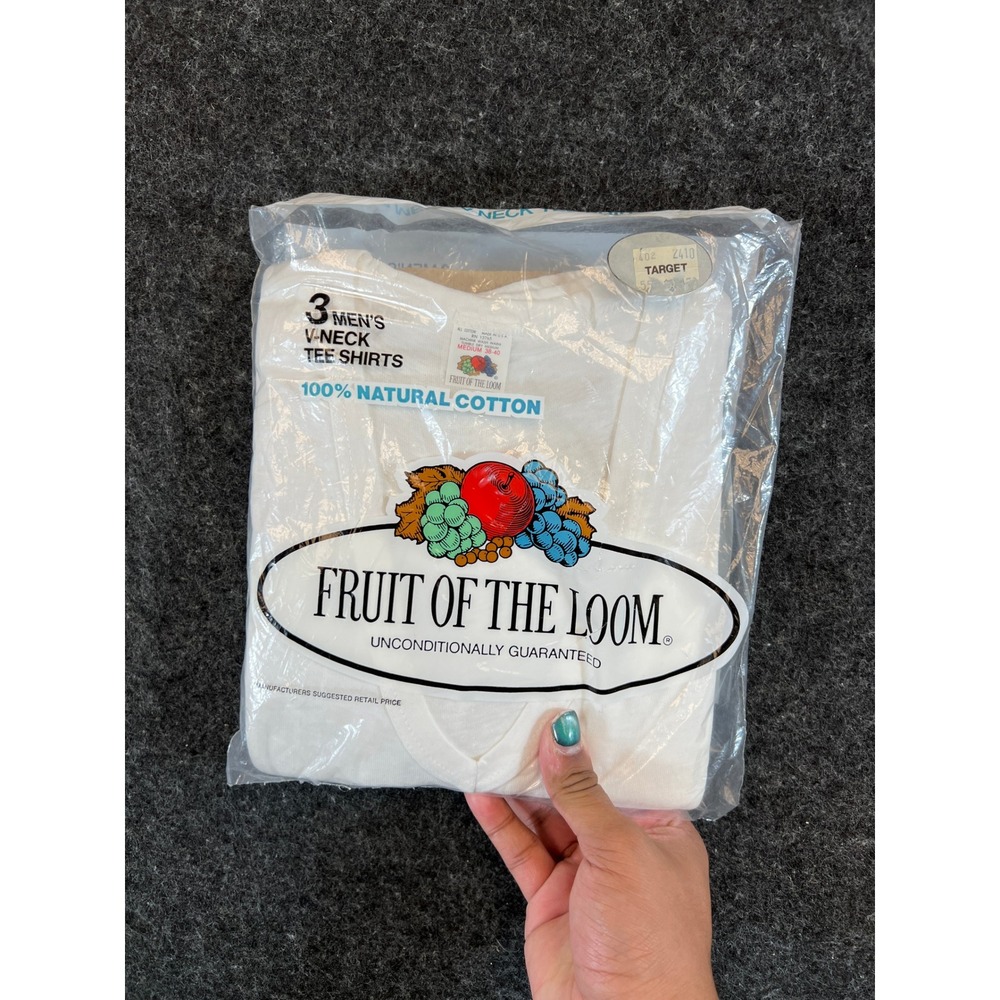 Vintage 70s Fruit of the Loom 3 Pack Mens Medium VNeck Tee Shirts White USA